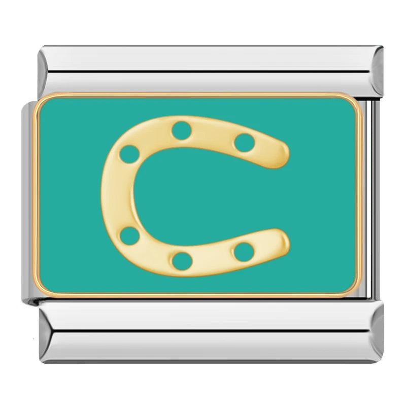 Teal Horseshoe Charm