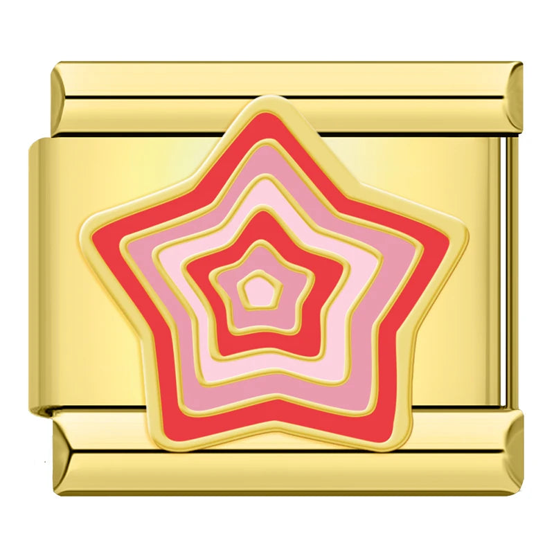 Pink and Red Star Charm
