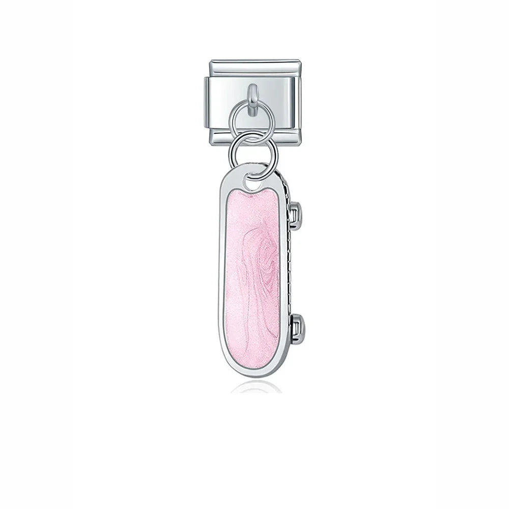 Pink Skateboard Pendant Charm