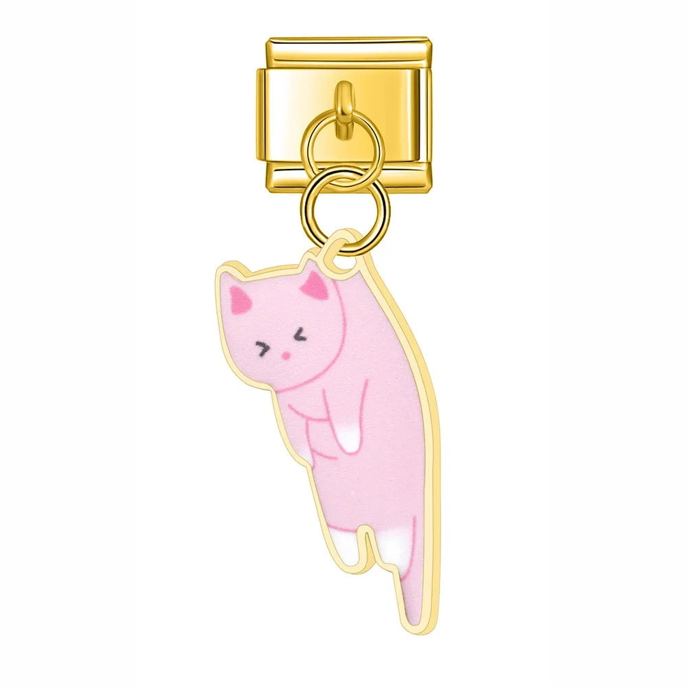 Pink Cat Pendant Charm