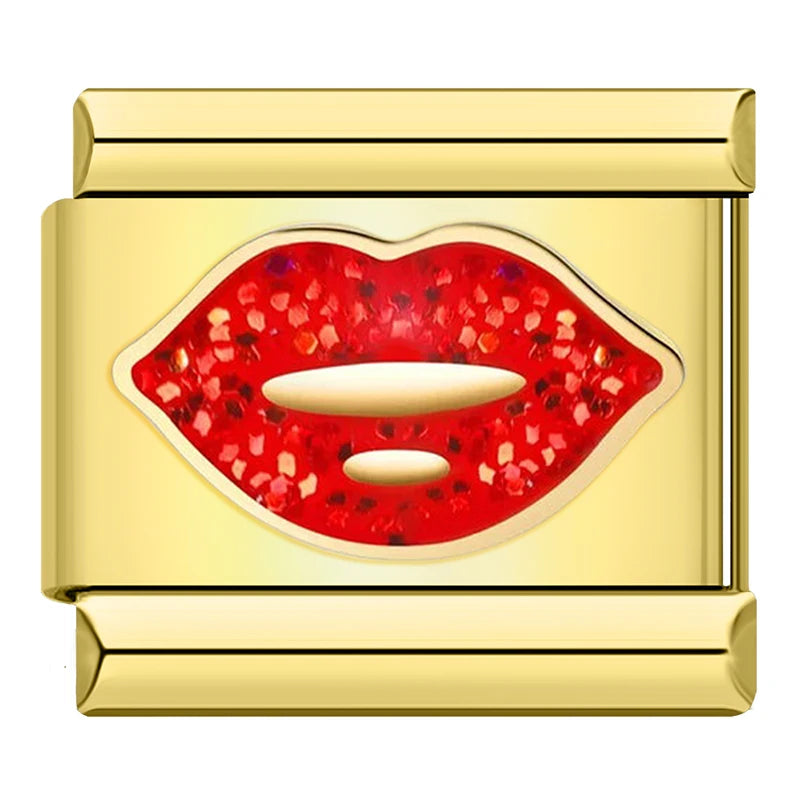 Glitter Red Lip Charm