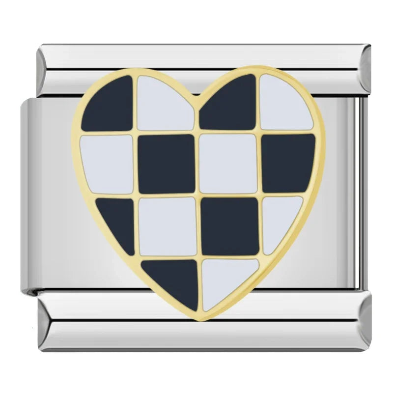 Encanto de Corazón a Cuadros Negro y Blanco