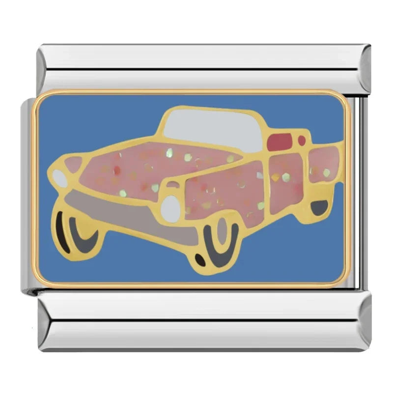 Retro Glitter Pickup Truck Charm