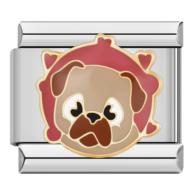 Pug Heart Dog Charm