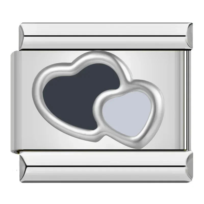 Black & White Hearts Charm
