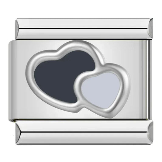 Black & White Hearts Charm