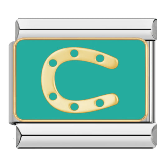 Teal Horseshoe Charm