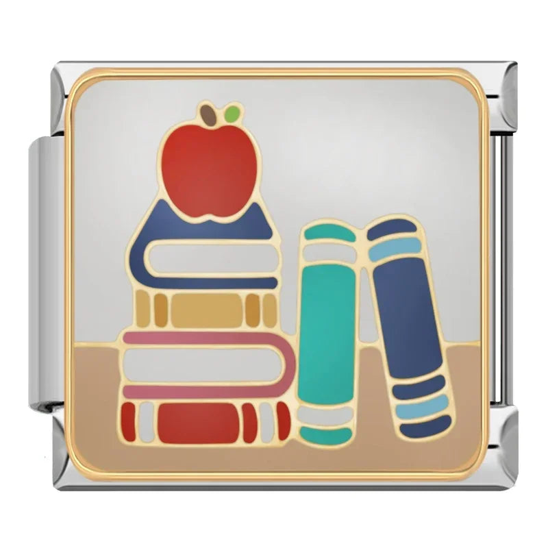 Books & Apple Teacher Charm