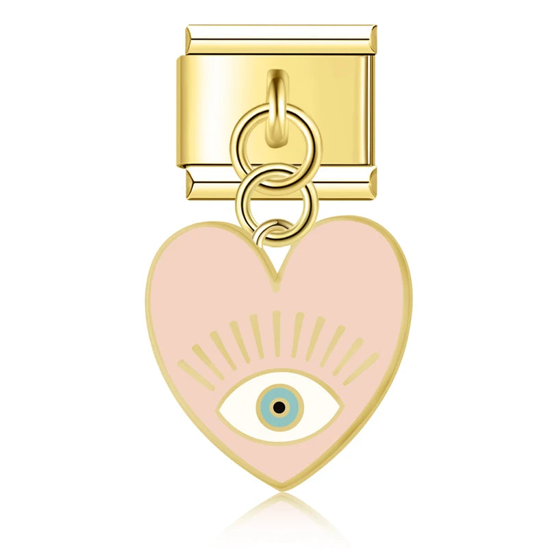 Baby Pink Eye Heart Pendant Charm