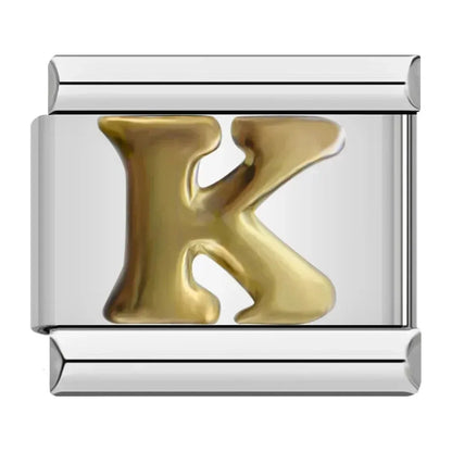 Silver Background Gold Letter Charms