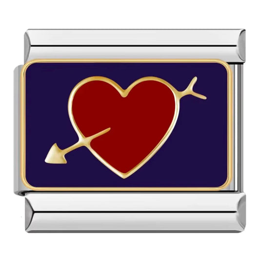 Red Heart Gold Arrow Charm