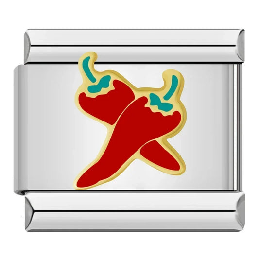 Silver Red Chili Pepper Charm