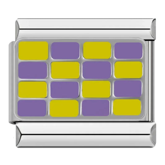 Yellow and Purple Checkered Charm