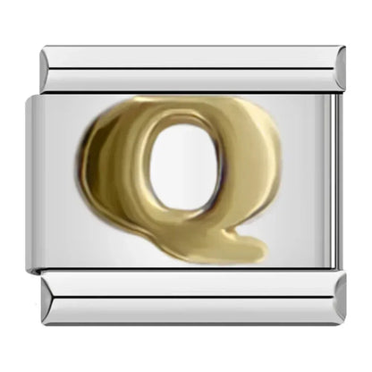 Silver Background Gold Letter Charms