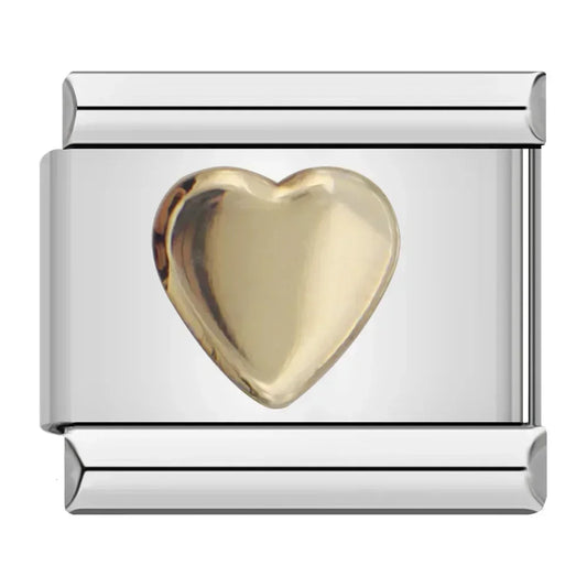 Gold Heart Silver Charm