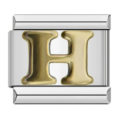 Silver Background Gold Letter Charms
