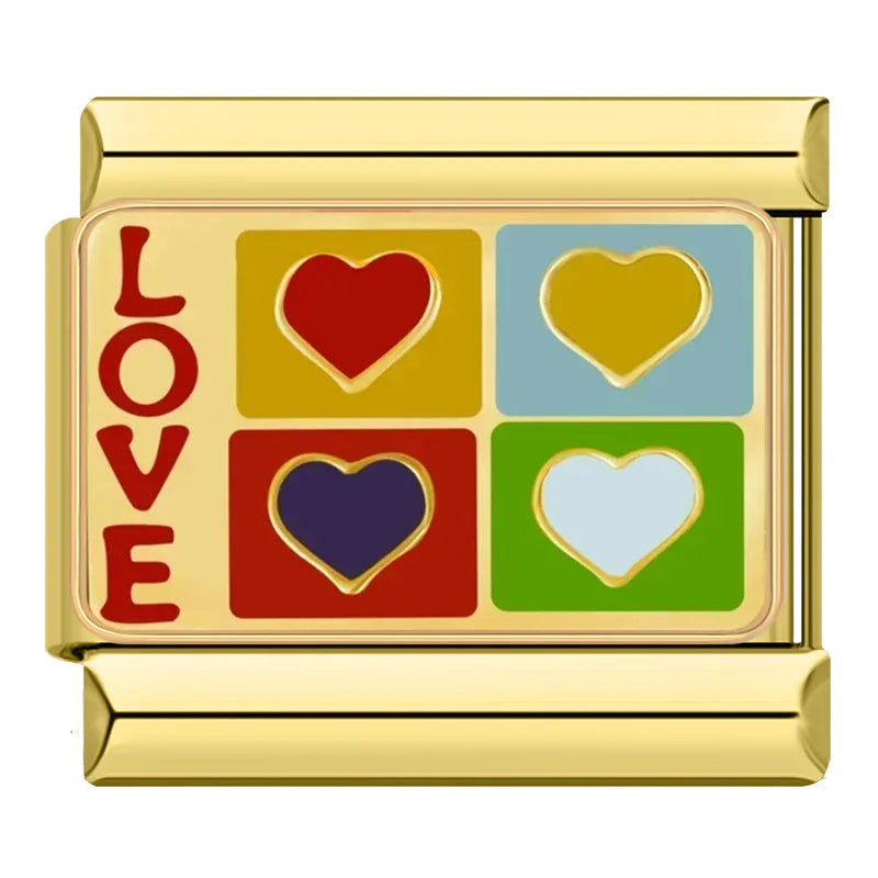 Love Rainbow Hearts Charm