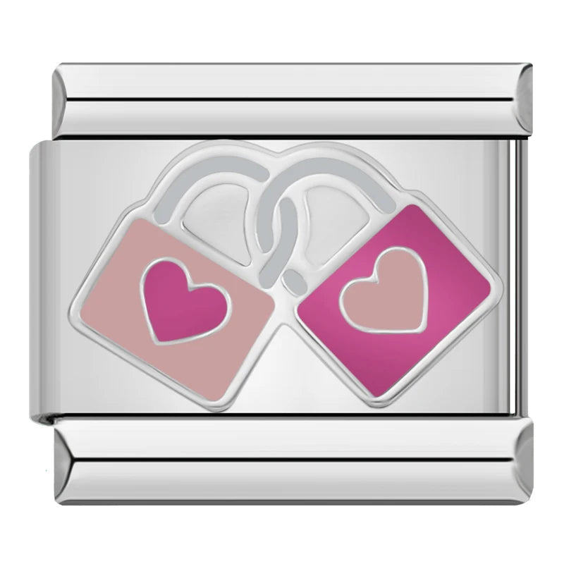 Pink Heart Locks Charm