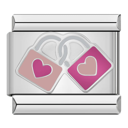 Pink Heart Locks Charm