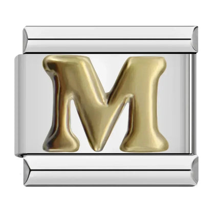 Silver Background Gold Letter Charms