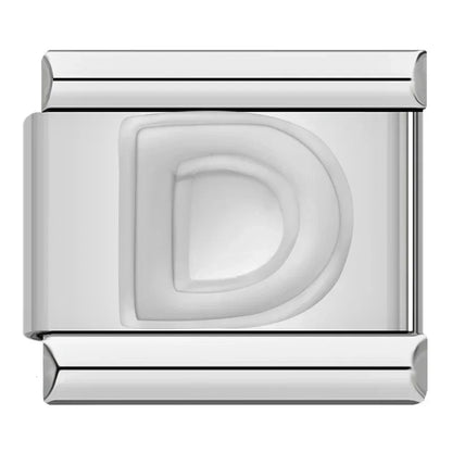 Dijes de letras plateadas modernas