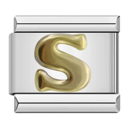 Silver Background Gold Letter Charms