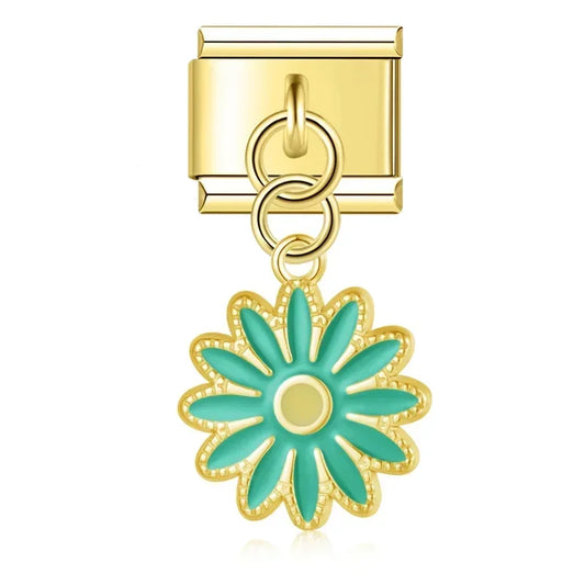 Green Daisy Pendant Charm