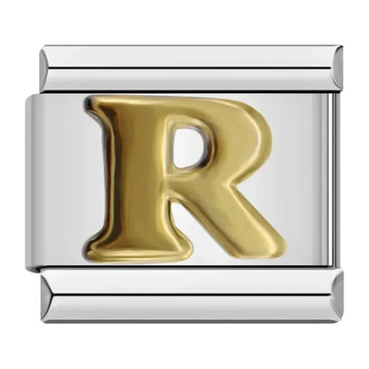 Silver Background Gold Letter Charms