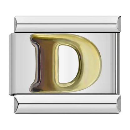 Silver Background Gold Letter Charms