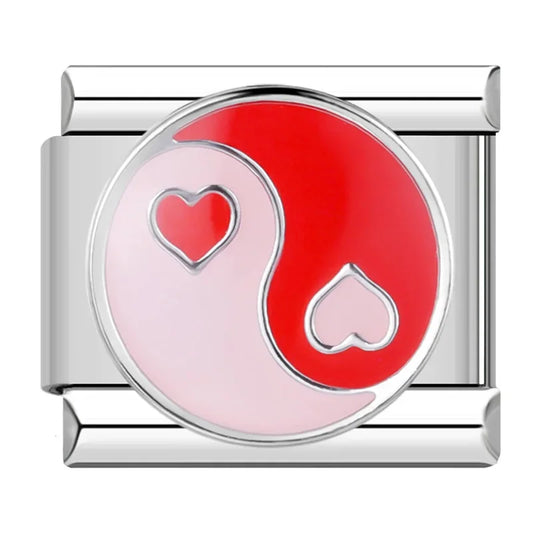 Breloque Yin et Yang Rose et Rouge