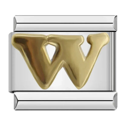 Silver Background Gold Letter Charms