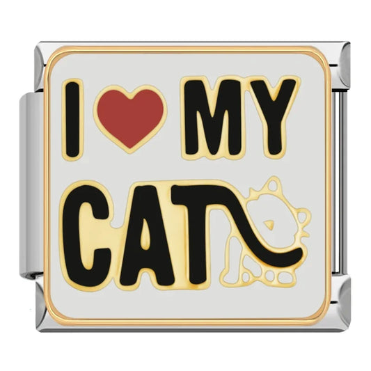I Love My Cat White Charm