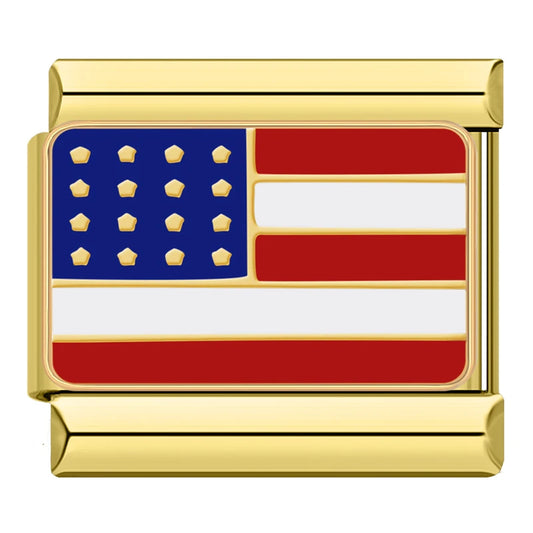 United States Flag Gold Charm