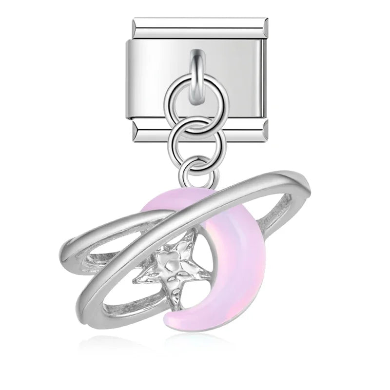Pink Moon Rings Pendant Charm