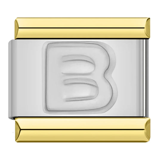 Silver Letter Gold Edge Charm