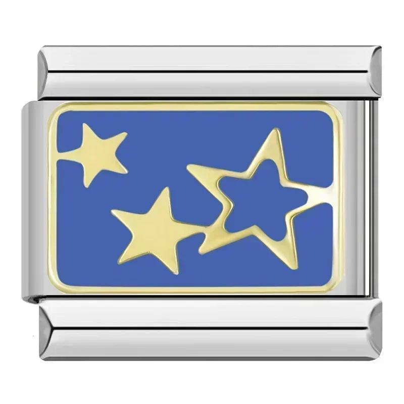 Gold Stars Blue Charm