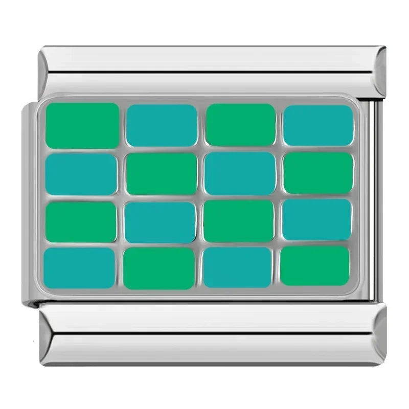 Green and Blue Checkered Charm