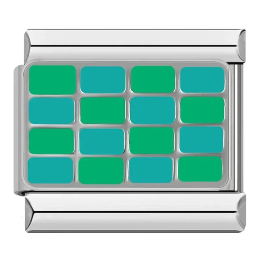 Breloque à Carreaux Vert et Bleu