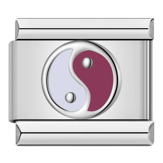 White Maroon Yin Yang Charm