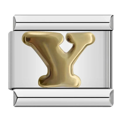 Silver Background Gold Letter Charms