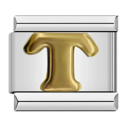 Silver Background Gold Letter Charms