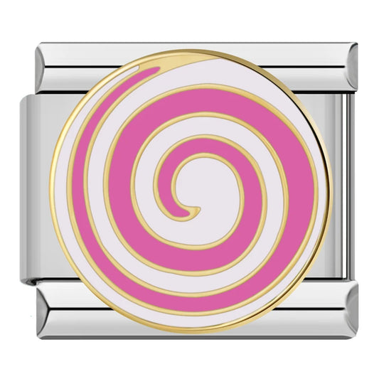 Breloque tourbillonnante rose et blanche