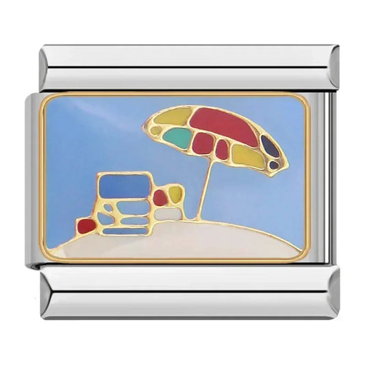 Breloque Chaise de plage avec parasol