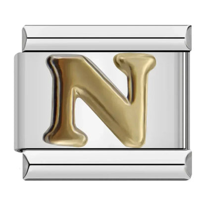 Silver Background Gold Letter Charms