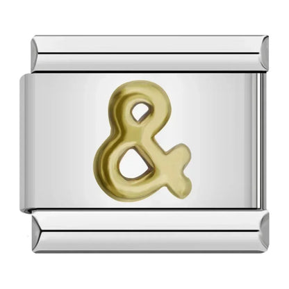 Silver Background Gold Letter Charms