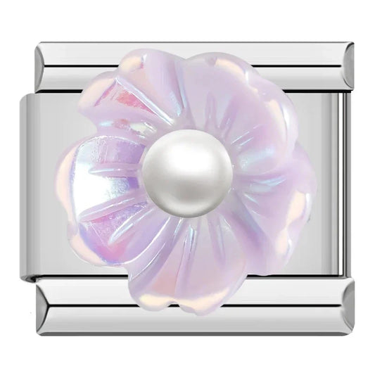 Purple Pearl Flower Charm