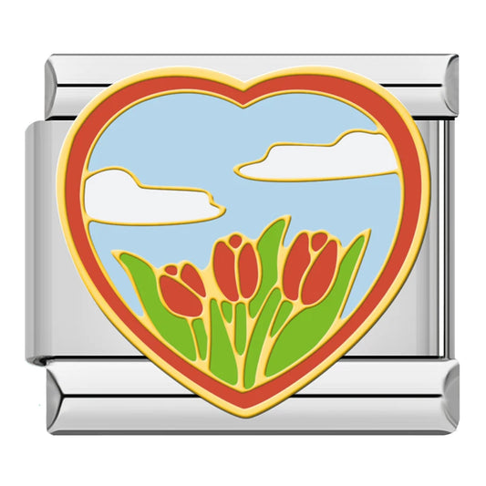 Tulips Heart Charm