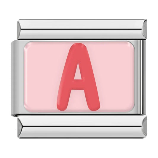 Pink Background Red Letter Charms