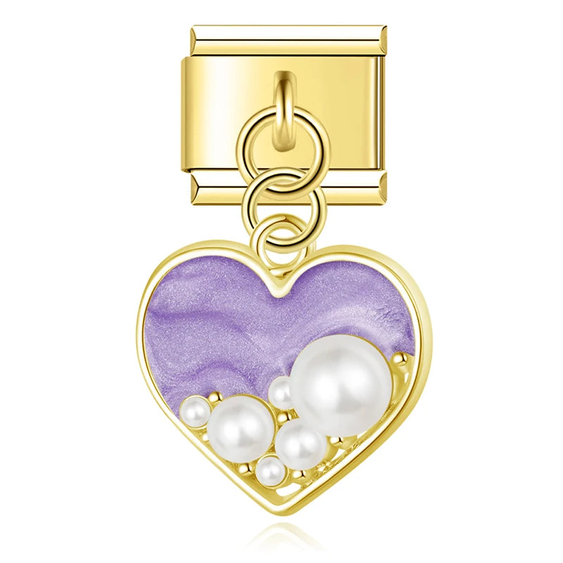 Purple Pearl Heart Pendant Charm