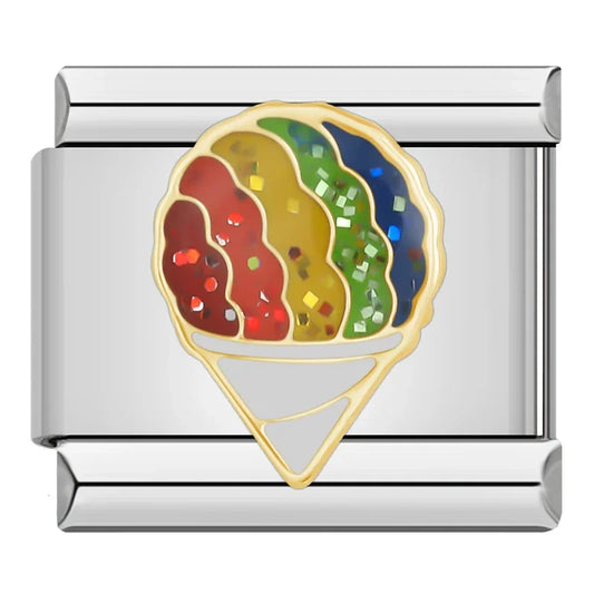 Glitter Rainbow Snow Cone Charm